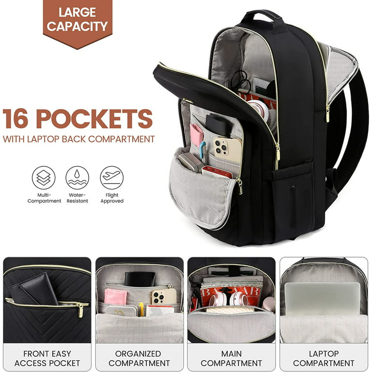 LOVEVOOK Laptop Bag for Women, Fashion Computer Tote Bag Large Capacity Handbag, Leather Shoulder Bag Purse Set, Professional Business Work