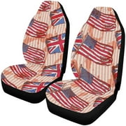 KXMDXA Set of 2 Car Seat Covers Sketch Uk Usa Flags Universal Auto Front Seats Protector Fits for Car,SUV Sedan,Truck