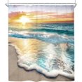thumbnail image 2 of Amarainy Beach Ocean Themed Polyester Fabric Decorative Shower Curtain Sets for Bathroom Sunrise Sunset View Scene 72x72 inch Hawaii Seashore Summer Coastal Seaside Seascape 12 Hooks, 2 of 5