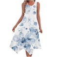 thumbnail image 2 of Ovzne Robes Grande Taille pour Femmes aux Courbes Robe pour Femme Robes pour Femmes Sans Manches Col Rond à Cordon Décontractée à Volants Robe Trapèze Courte Robe de Vacances Liquidation, 2 of 7
