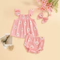 thumbnail image 2 of Linfrsh Baby Girl Outfits Toddler Girl Clothes, 2Pcs Baby Girl Summer Outfits Ruffle Sleeveless Shirts Floral Tops + Shorts Clothing Set(Pink,3-6 Months), 2 of 5