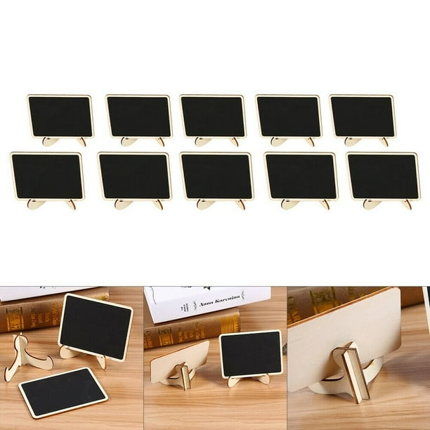 10 Pack Mini Chalkboards Signs with Easel Stand, Small Rectangle Chalkboards Blackboard, Wood
