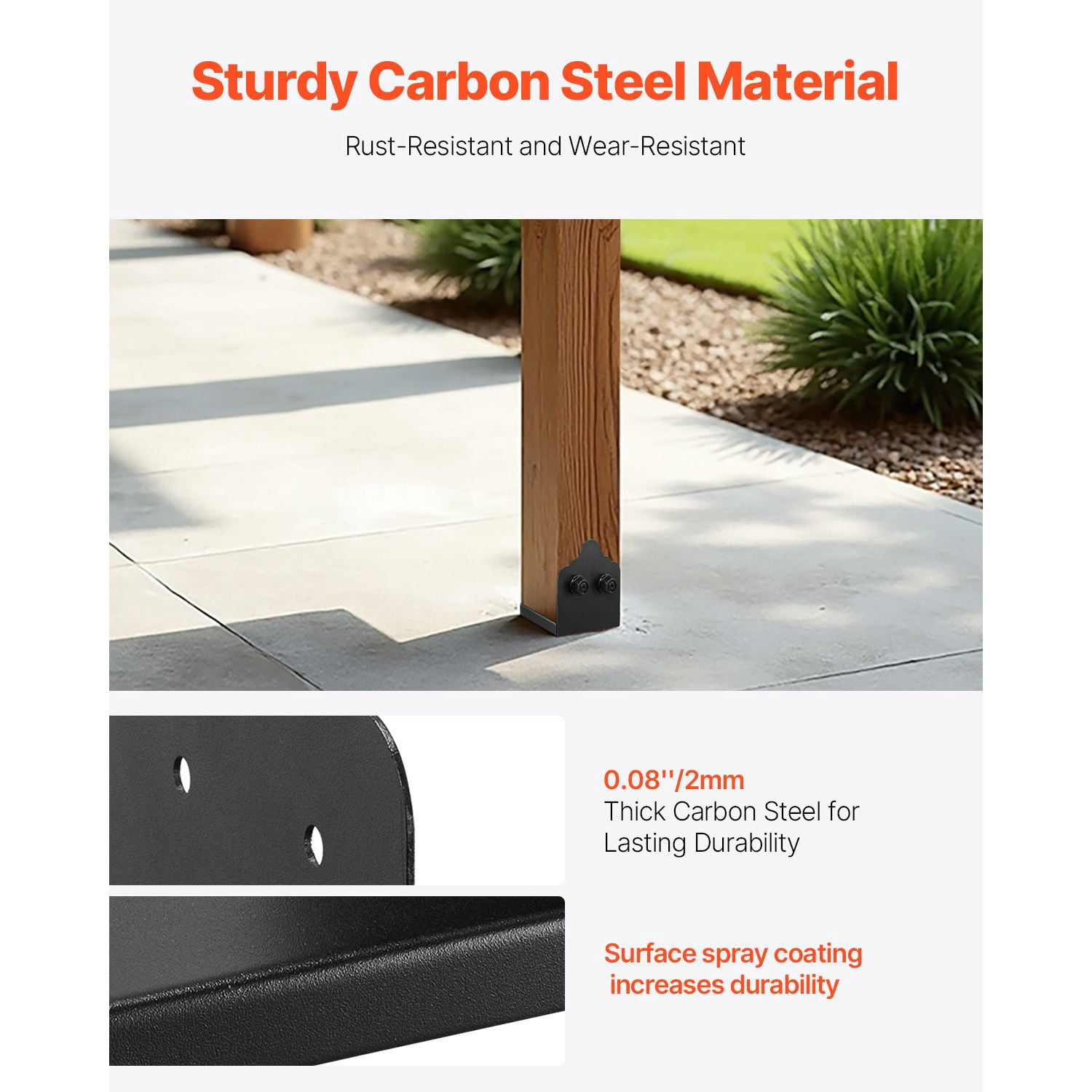 Post Base Connector 2-Pack for 5.5-6" Wood Posts, Carbon Steel, Powder-Coated, with Hardware, for Deck Railing Pergola