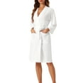 thumbnail image 4 of INSPIRE CHIC Women's Waffle Bathrobe Chenille Soft Kimono Spa & Bath Mid-Length Robes S White, 4 of 6