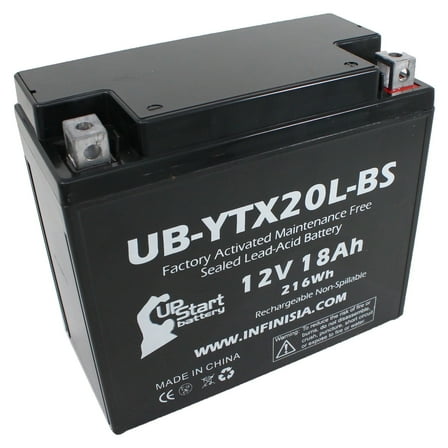 UB-YTX20L-BS Battery Replacement for 1999 Excelsior-Henderson Super X 1386 CC Motorcycle - Factory Activated, Maintenance Free, Motorcycle Battery - 12V 18AH, UpStart Battery Brand