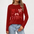 thumbnail image 4 of Erwazi Womens Long Sleeve Crew Neck Valentine T Shirts Love Bow Printed Casual Cute Tee Tops, 4 of 5
