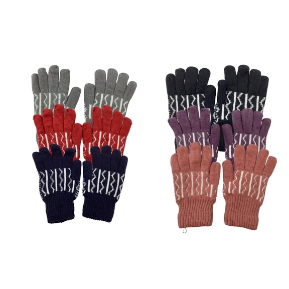 4 Pack Women's Thermal Fleece Lined Winter Insulated Knit Thick Gloves (Style 1)