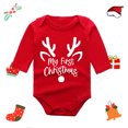 thumbnail image 5 of My First Baby Christmas Pajamas Boys Long Sleeve Cartoon Letter Print Romper Bodysuit Fall Clothes,Christmas Onesie Baby(Size:9-12 Months), 5 of 5