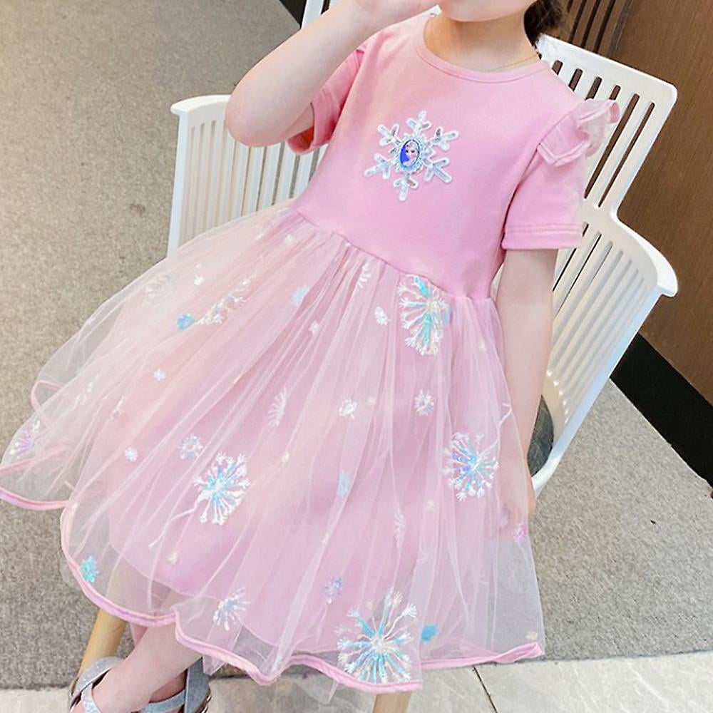 Frozen Elsa Princess Snowflake Tutu Tulle Dress Kids Girls Party Dresses