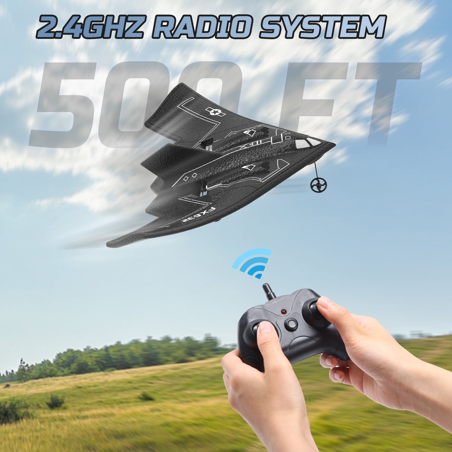 JoyStone Foam RC Airplane B2 Spirit Stealth Bomber Plane, 2 Channels 2.4 GHz RC Plane Toy, Easy to Fly RC Glider for Kids Boys Girls Adults