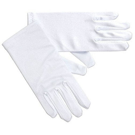 Girls Gorgeous Satin Short Gloves Special Occasion Dress Formal Wedding Pageant White 4-7 (GL703-2BL)