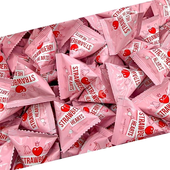 Easter Strawberry Heart Candy,24 Individually Wrapped Mini Pouches, Valentine's Party Favors