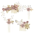 thumbnail image 1 of Ensemble de 4 Peignes en Strass Roses pour Accessoires de Mariée Fête de Mariage, 1 of 8