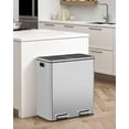 thumbnail image 3 of Pirecart 16 Gallon Dual Trash Can Stainless Steel Kitchen Garbage Can Step Recycle Bin, Silver, 3 of 10