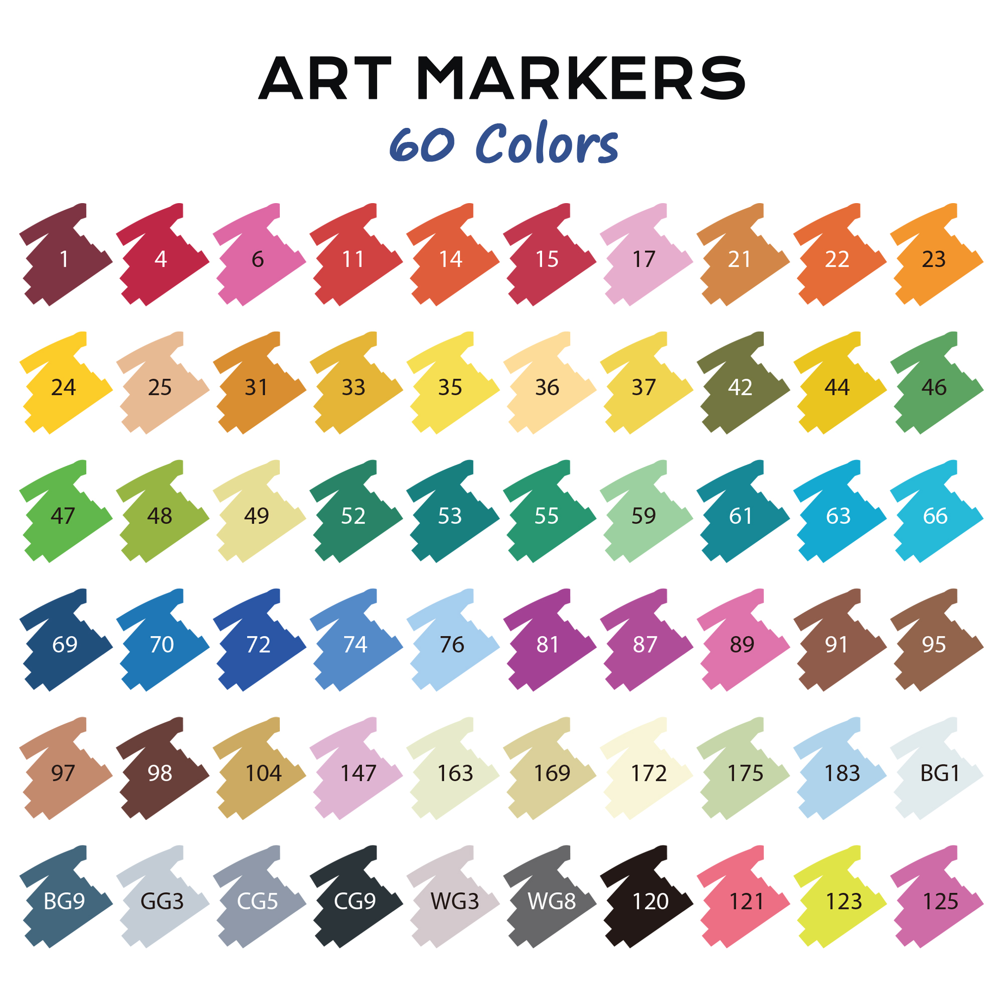 Deli 60 Colors Dual Tip Alcohol Markers, Art Markers Set Art Supplies Permanent Marker with Storage Box - image 2 of 7