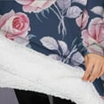 thumbnail image 3 of Oversized Wearable Blanket Hoodie,Pioneer Flower Floral Print Pattern Sherpa Blanket Hoodie with Super Pockets,Super Warm Fuzzy Pullover for Women & Men, 3 of 6