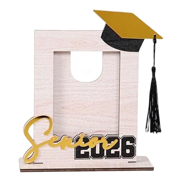 kjfeif Class of 2026 Wooden Graduation Picture Frame Vertical Desktop Ornament Commemorative Photo Display for Photo Tabletop Display for College High School Graduate