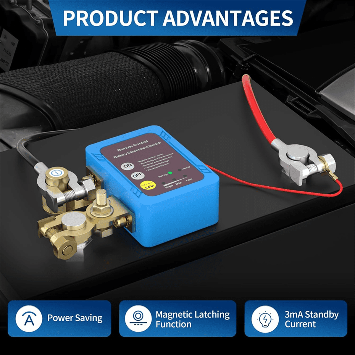 12V 240A Remote Battery Disconnect Switch, Automatic Power Off Switch