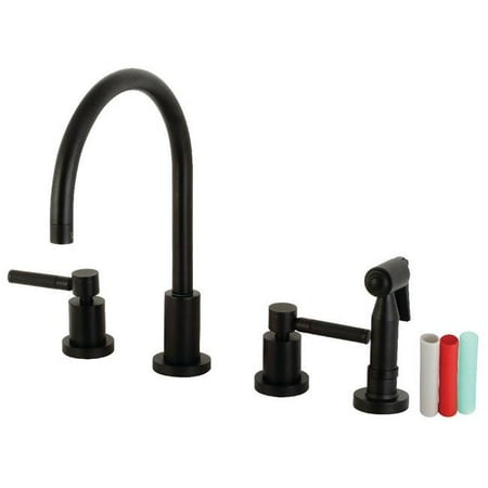 

8 in. Kaiser Widespread Kitchen Faucet with Brass Sprayer Matte Black