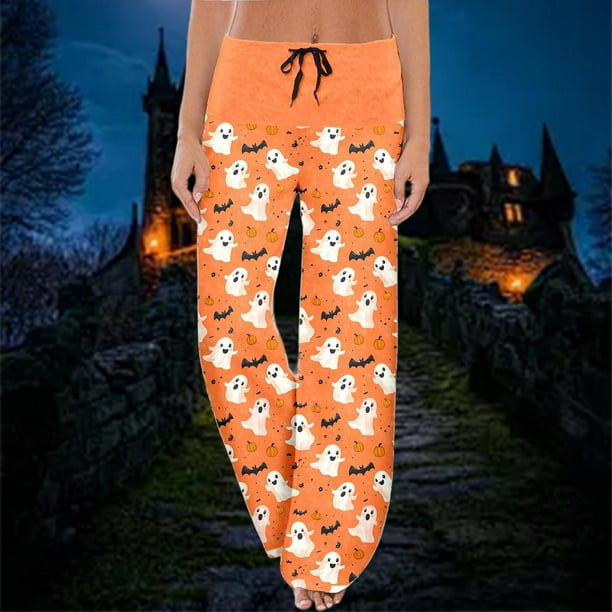 WILLBEST Pantalones Casuales de Halloween para Mujer: Comodidad con Estilo Durante Ocasiones Festivas, Ideales para Fiestas y Actividades Diarias. Extra Grande