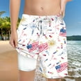 thumbnail image 2 of Gubotare Swim Trunks for Boy with Compression Liner American Flag Printed Drawstring Elastic Waisted Shorts Quick Drying Shorts 5-14 Years (Red,Size 10-13 Years), 2 of 4