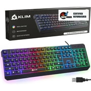 Pre-Owned KLIM Chroma Gaming Keyboard Wired USB + Durable, Ergonomic, Waterproof, Silent + 2 ms Response Time + Backlit for PC Mac & PS4 Keyboard, Black (Refurbished: Good)