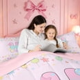 thumbnail image 4 of meiyoeat Gradient Personalized Monogram Full Size Comforter Sets,Balloon Rainbow Alphabet Initial Art Bedding Comforter Set For Girl,Pink Reversible,3-Piece,1 Comforter and 2 Pillowcases, 4 of 7
