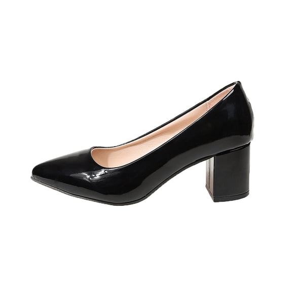Wdhugt Women'S Block Heel Pointed Toe Office Pumps Pu Shoes For Casual Workwear Comfort Plus Size Us 5.5 Size 36 Foot Length 9.06 Inches