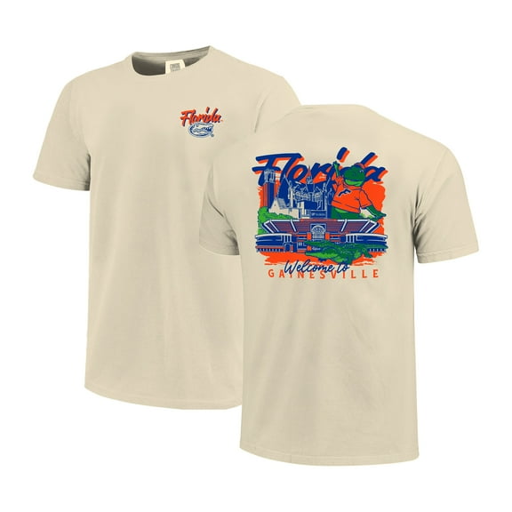 Men's Image One Natural Florida Gators Comfort Colors Hand-Drawn Campus Stack T-Shirt