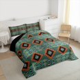 thumbnail image 3 of Manfei Tribal Aztec Queen Comforter Set for Adult, Vintage Bohemian Style Bedding Sets, Hippie Geometric Reversible Bedding Comforter Set, Ultra Soft Home Decor, 3 Pieces, 3 of 8