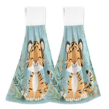 

2 Bathroom Towels Kitchen Towels 18.2x14In Velcro Hand Wipes Dish Cloths & Dish Towels Washroom Towels Face Towel Hand Wipes Cute Smiling Tiger
