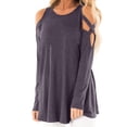 thumbnail image 1 of Women Temperament Solid Color Long Sleeved Off Shoulder Hollowed Out Top, 1 of 1