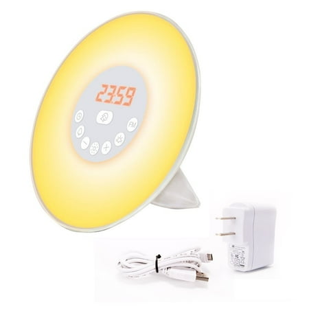 Sunrise Alarm Clock Light - Sunrise Alarm Clock, Digital Clock, Wake Up Light with 6 Nature Sounds, FM Radio and Touch Control (White)