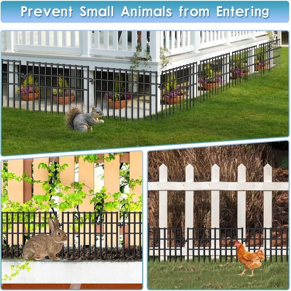 37ft (L) X 13in (H) Garden Animal Barrier Fence, 26 Pack No Dig Dog Fence Border, 1.44in Gap Decorative Fences, Rustproof Metal Wire Garden Border Fence for Dog, Rabbits Ground Stakes
