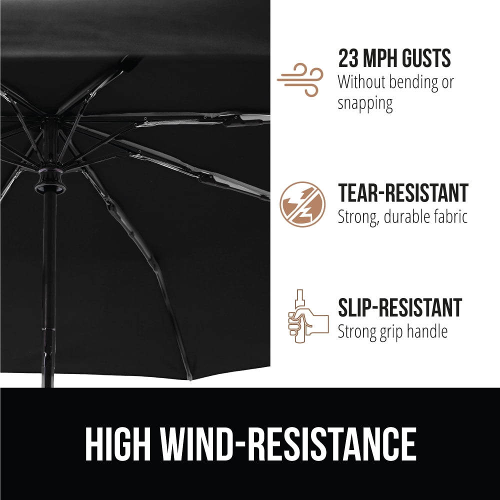 Wind and Tear Resistant Compact Rain Umbrella, 11.5 inch Compact Size, Black