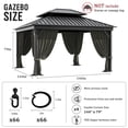thumbnail image 2 of Pakunoda 4 Panel 12' X 6.5' Outdoor Curtains for 12' X 12' Gazebo, Waterproof Outdoor Privacy Curtain Panel set of 4, Gray(Curtain Only), 2 of 8