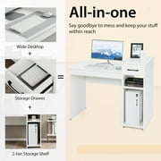 Costway Computer Desk PC Laptop Table w/ Drawer and Shelf Home Office Furniture White