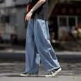 thumbnail image 4 of Pantalones vaqueros Cargo de pierna ancha para hombre, Jeans sueltos, rectos, holgados, ropa de calle de hip hop, monopatín, pantalones vaqueros neutros, 4 of 5