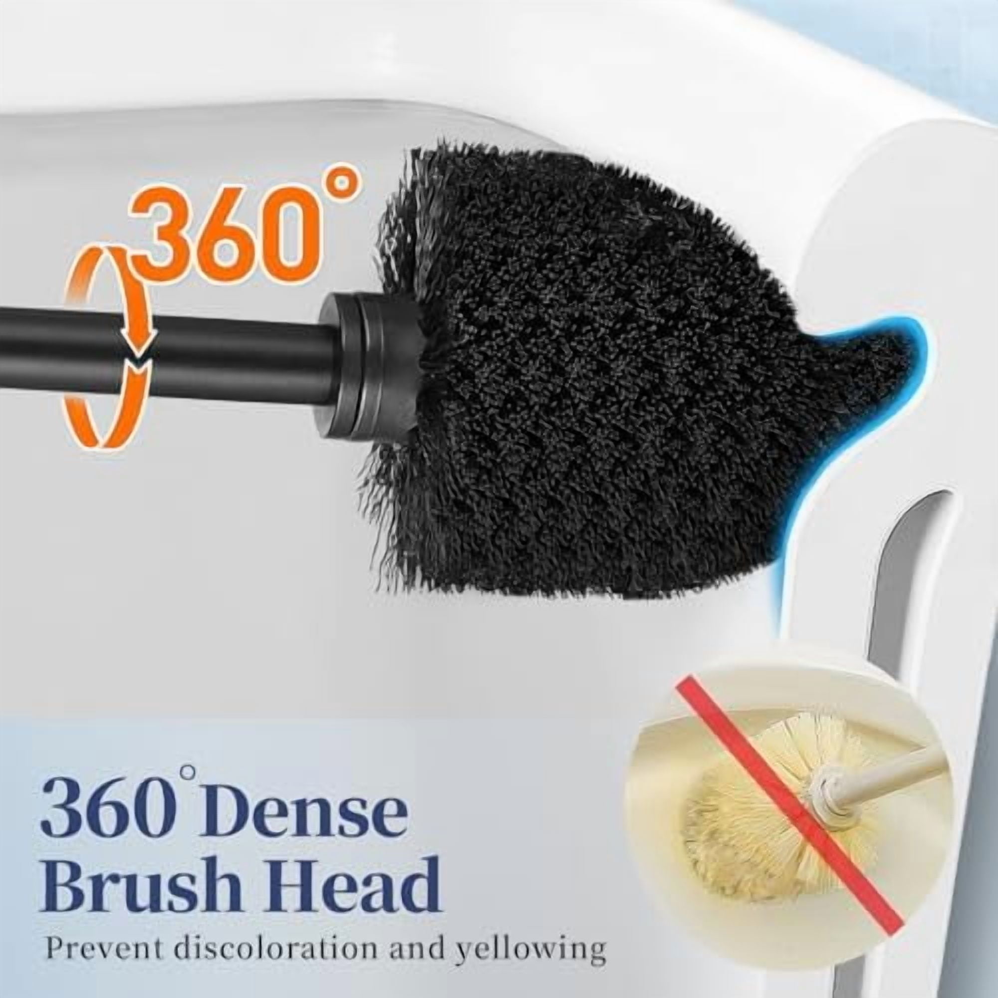 Toilet Bowl Brush Holder Set: 2 Pack Modern Deep Cleaning Bathroom Toilet Scrubber with Caddy for Rv - Rim Decorative Accessories Cleaner Brushes for Toilet - Black