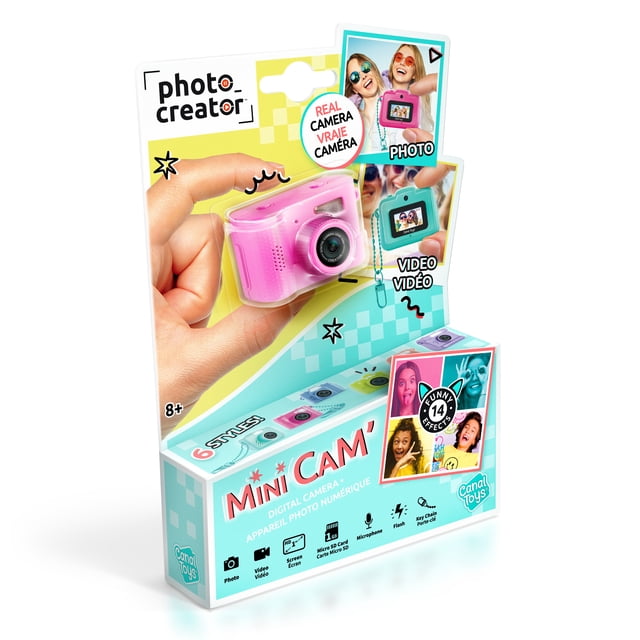 Photo Creator Mini’Cam Original Digital Camera - Turquoise; Customize with 6 Frames and 8 Built-in Color Filters; Compact; 1GB Micro-SD Card Included
