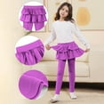 thumbnail image 2 of fatyb Girls Leggings with Skirt Ruffle School Uniform Pants Pull on Casual Stretch Leggings for Kids, 2 of 7