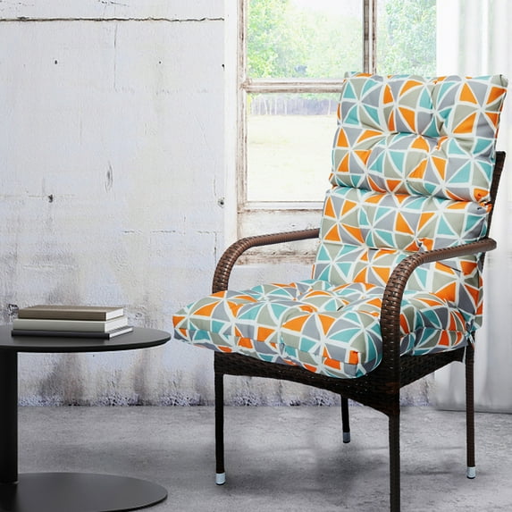 SAYFUT 2Pack or 4 Packs Rocking Chair Cushion with Ties, Thicken High Back Chair Pad, Retro Colorful Floral Printed Chair Pad Seat Cushion Indoor Outdoor