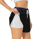 thumbnail image 1 of Balery Black Blue Glitter Sparkles Pantalones cortos deportivos para mujer con forro y dos bolsillos, elásticos, para entrenamiento, gimnasio, yoga-Medium, 1 of 7