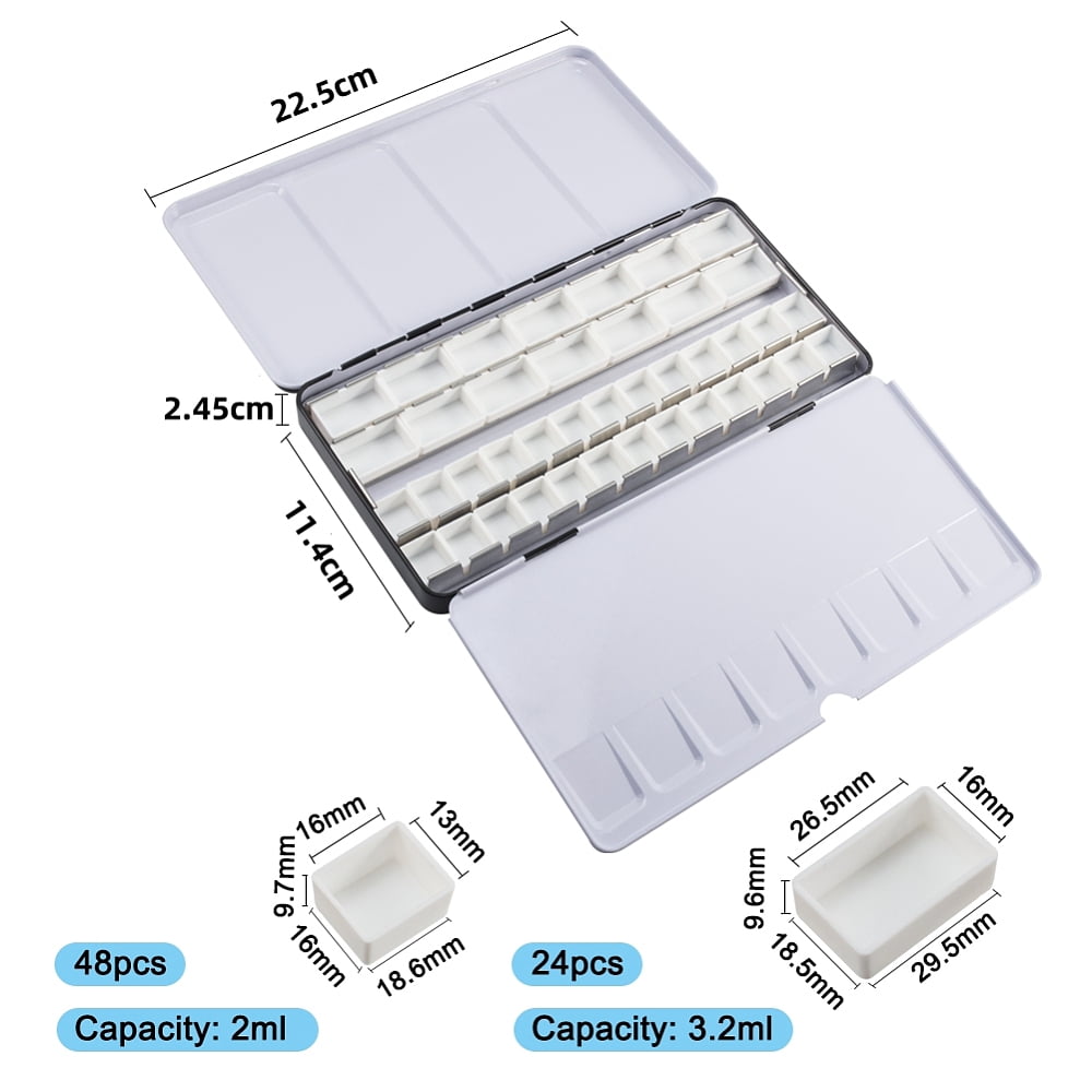 Plastic Empty Watercolor Paint Pans for Paint Case Art Palette Supplies and Iron Watercolor Oil Box Mixed Color 21.3x22.5x2.45x11.4cm DIY