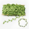 thumbnail image 3 of 1 Roll 100M Artificial Wicker Garland Faux Silk Green Willow Leaf Indoor Outdoor Hanging Fake Greenery Vine Wedding Baby Shower Party Home Decoration, 3 of 8