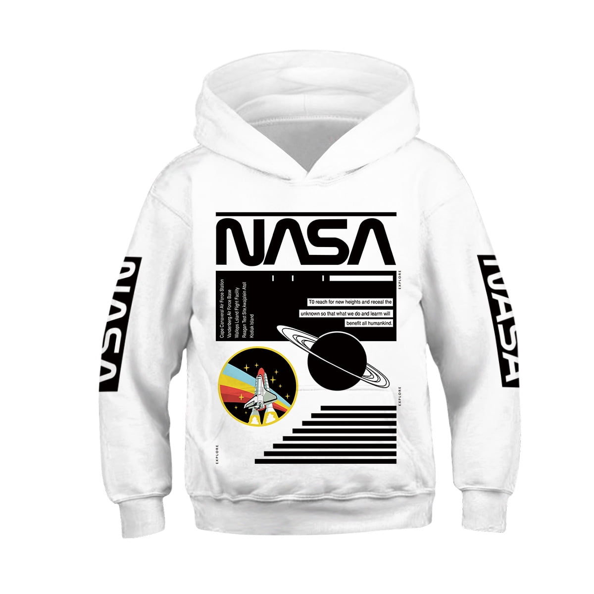Kids Childs 3D Astronaut Print Hoodie Hooded Pullover Jumper Boy Coat Sweatshirt 