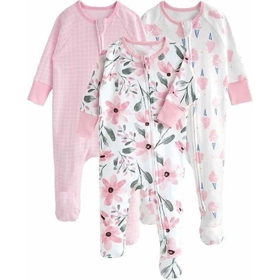 Yoofoss Baby Pajamas 100% Organic Cotton Baby Sleepers for Newborn Boys Girl Clothes 3pcs Footed PJs