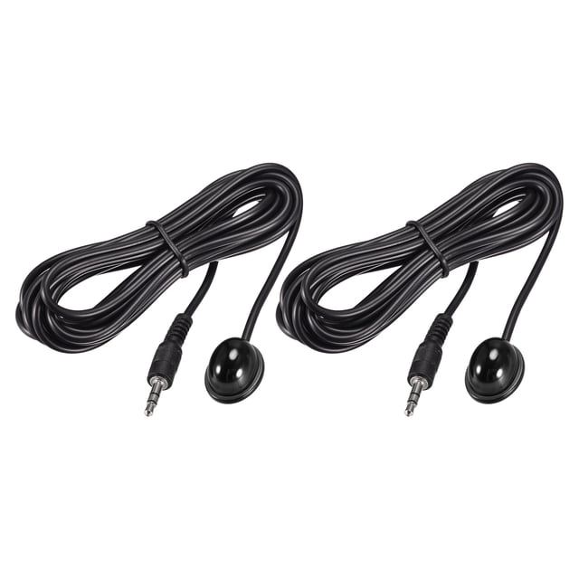 Unique Bargains IR Infrared Receiver Extender Cable 3.5mm Jack 9.8FT Black Round Head 2pcs