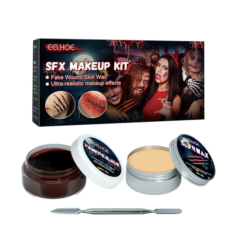 YiFudd SFX Makeup Kit - Vampire Blood and Scar Wax Kit,Fake Wound Modeling  Scar for Face Paint Makeup Wax, Make Specail Effects Makeup Set For