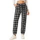 thumbnail image 1 of Pantalones a Cuadros de Mujer Allegra K Pantalones de Chándal de Cintura Alta Elásticos con Cinturón de Pajarita Negro L, 1 of 5